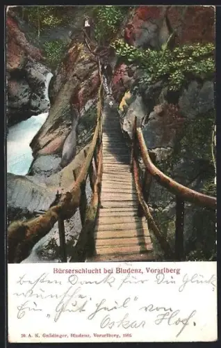 AK Bludenz /Vorarlberg, Wanderweg in der Bürserschlucht