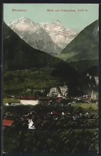 AK Bludenz, Ortsansicht vom Berghang aus mit Scesaplana