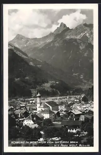AK Schruns im Montafon, Ortsansicht mit Zimba