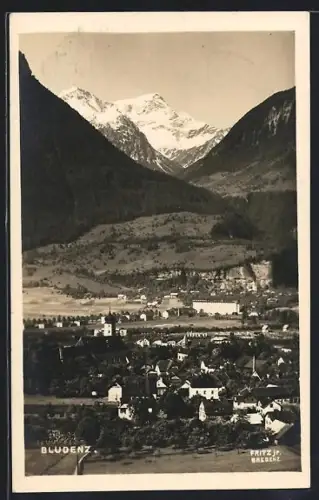 AK Bludenz, Totale mit Gebirgswand