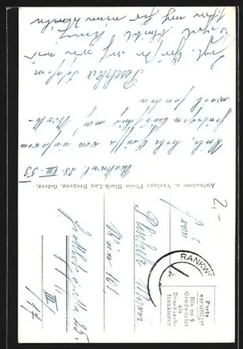 AK Rankweil, Teilansicht mit Kirche gegen das Hochgebirge