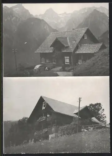 Foto-AK Tschengla, Ansicht vom Gasthof am Berghang
