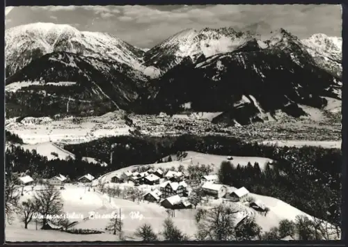 AK Bürserberg /Vbg., Ortsansicht im Winter vom Berghang aus
