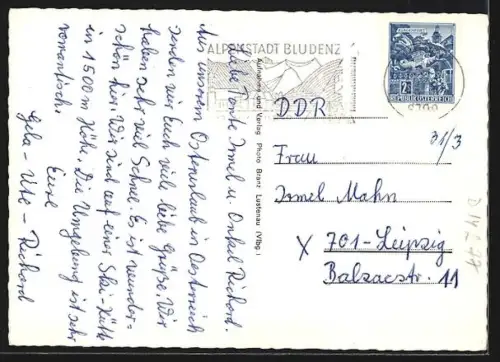 AK Bürserberg /Vbg., Ortsansicht im Winter vom Berghang aus