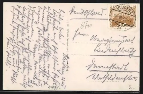 AK Tschengla, Blick in das winterliche Klostertal