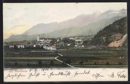 AK Bludenz, Ortsansicht aus der Vogelschau