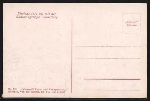 AK Bludenz /Vorarlberg, Ortsansicht mit der Rhätikongruppe