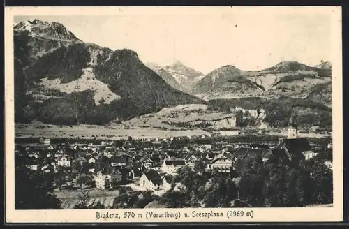 AK Bludenz /Vorarlberg, Ortsansicht und Scesaplana