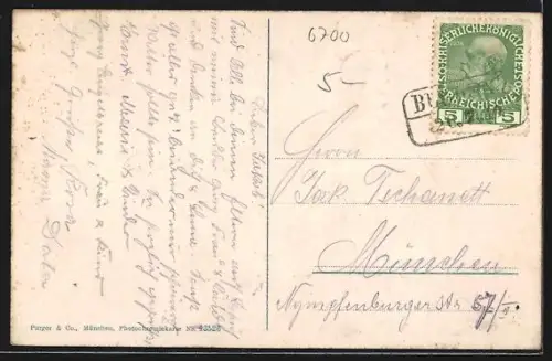 AK Bludenz /Vorarlberg, Ortsansicht gegen die Schweizer Berge