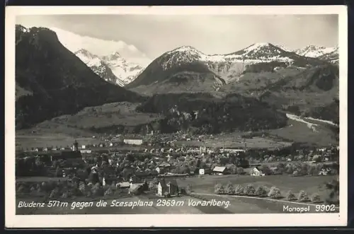 AK Bludenz, Ortsansicht gegen die Scesaplana