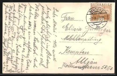 AK Bludenz, Ortsansicht gegen Brandnertal