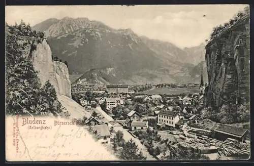 AK Bludenz, Bürserschlucht vom Berghang gesehen