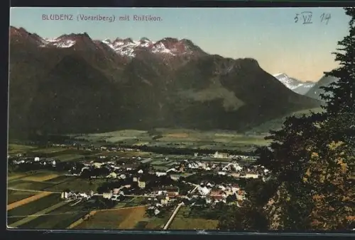 AK Bludenz /Vorarlberg, Ortsansicht mit Rhätikon