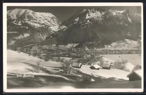 AK Bludenz, Ortsansicht vom Berghang im Winter