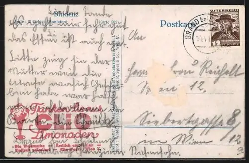 AK Bludenz, Ortsansicht mit Kirche von der Weide aus