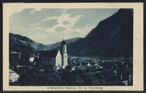 AK Bludenz /Vorarlberg, Teilansicht mit Laurentiuskirche