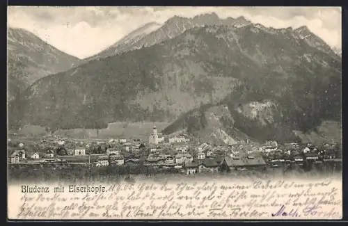 AK Bludenz, Ortsansicht mit Elserköpfe