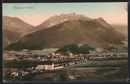 AK Bürs bei Bludenz, Ortsansicht aus der Vogelschau