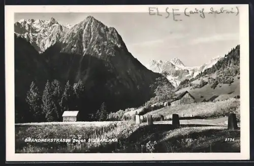 AK Brand /Vorarlberg, Brandnerstrasse gegen Scesaplana