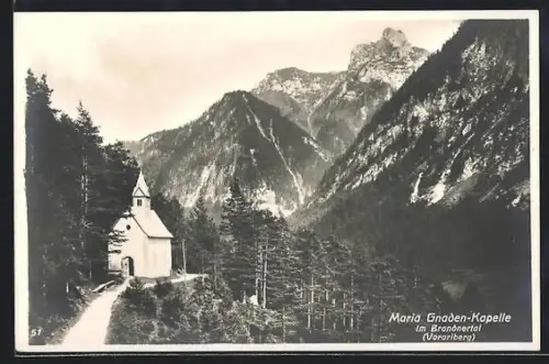 AK Brand, Blick auf die Maria Gnaden-Kapelle im Brandnertal