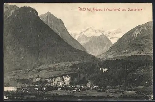 AK Bürs, Ortschaft mit Talansicht