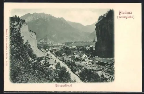 AK Bludenz, Bürserschlucht aus der Vogelschau