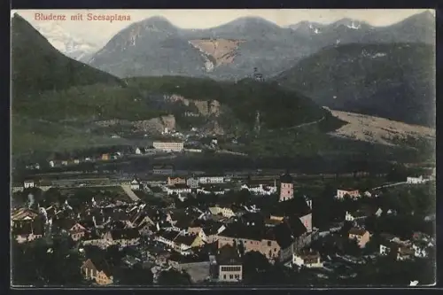 AK Bludenz, Ortsansicht aus der Vogelschau mit Scesaplana