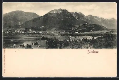 AK Bludenz, Teilansicht aus der Vogelschau gegen die Berge