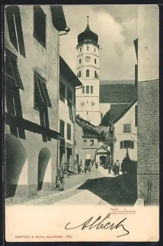 AK Bludenz, Kirchgasse im Sonnenschein
