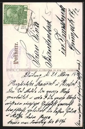 AK Bludenz, Strassenpartie der Kirchgasse mit Pfarrkirche St. Lorenz