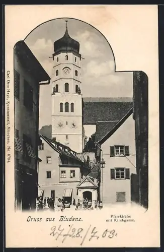 AK Bludenz, Pfarrkirche mit Kirchgasse