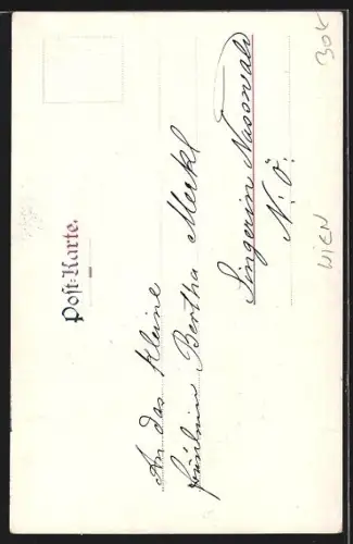 AK Wien, Stadtansicht aus der Vogelschau, Engel mit Segensgestus