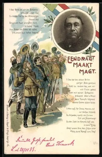 AK Jubelnde Soldaten, Porträt, Burenkrieg