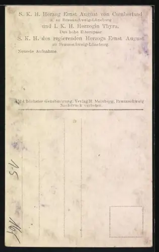 AK Herzog Ernst August von Cumberland und Herzogin Thyra zu Braunschweig-Lüneburg
