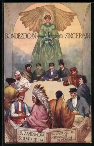 AK Bondezirojn La Pley Sincerajn, Esperanto, Engel, div. Volkstypen