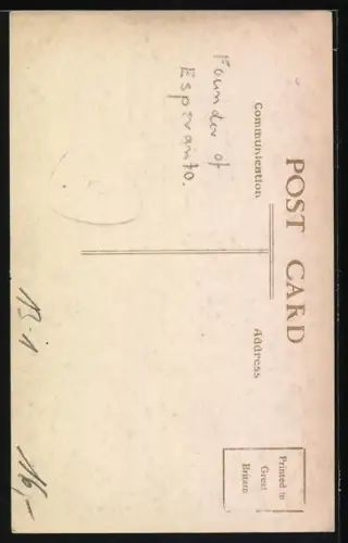 AK Dro. L. L. Zamenhof mit Fliege im Porträt