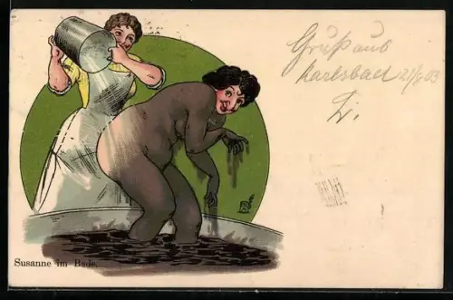 Künstler-AK Susanne im Bade, Antisemitische Karikatur