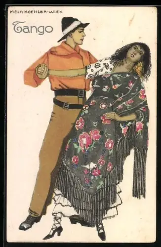 Künstler-AK Mela Köhler: Paar beim Tango tanzen