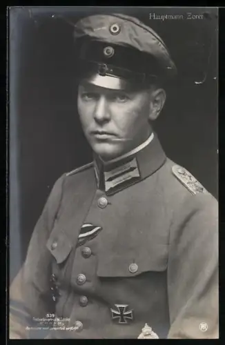 Foto-AK Sanke Nr. 539: Hauptmann Zorer in Uniform mit EK I