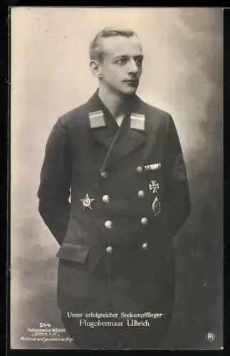 Foto-AK Sanke Nr. 544: Unser erfolgreicher Seekampfflieger Flugobermaat Ulbrich, Gallipolistern