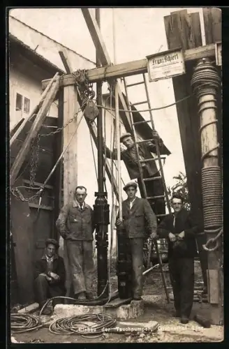 AK Lambach /O.-Ö., Brunnenbau Franz Schierl, Einbau der Tauchpumpen