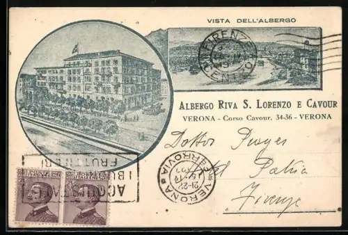 AK Verona, Albergo Riva S. Lorenzo e Cavour, Corso Cavour 34-36