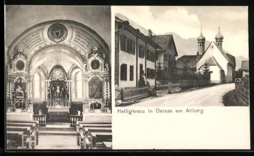 AK Dalaas, Wallfahrtskirche Heiligkreuz mit Innenansicht