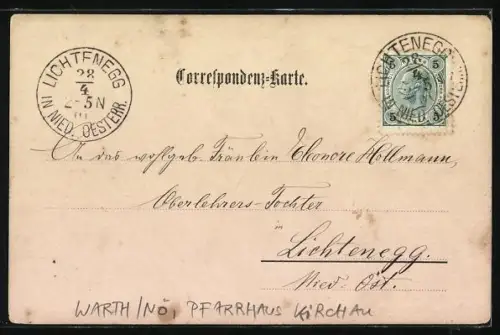 Foto-AK Warth /NÖ, Pfarrhaus Kirchau am Wald