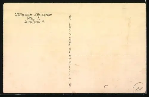 AK Wien, Göttweiger Stiftskeller in der Spiegelgasse 9, Innen- und Aussenansicht, Stift Göttweig