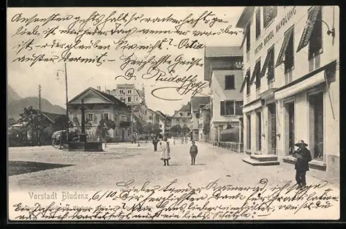 AK Bludenz, Vorstadt, Platzansicht mit Kindern