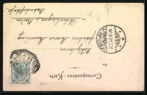 Passepartout-Lithographie Bludenz, Gesamtansicht, Wappen