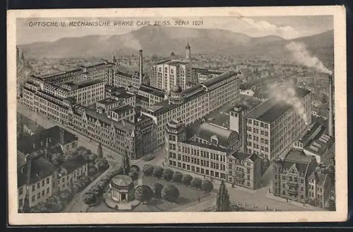 AK Jena, Optische und mechanische Werke Carl Zeiss aus der Vogelschau, 1921