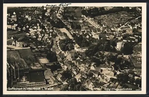 AK Hilchenbach i. Westf., Fliegeraufnahme des Ortes