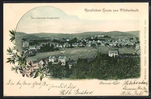 AK Hilchenbach, Ferndorftal, Ortsansicht aus der Vogelschau